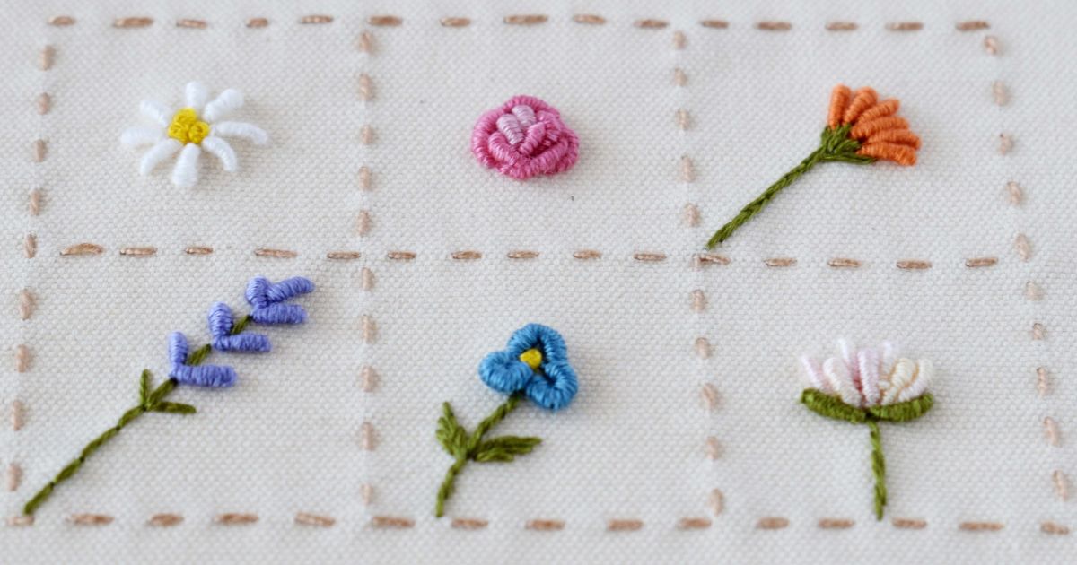 Bullion stitch flowers embroidery