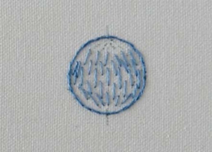 Embroider the guidelines of the meridian lines