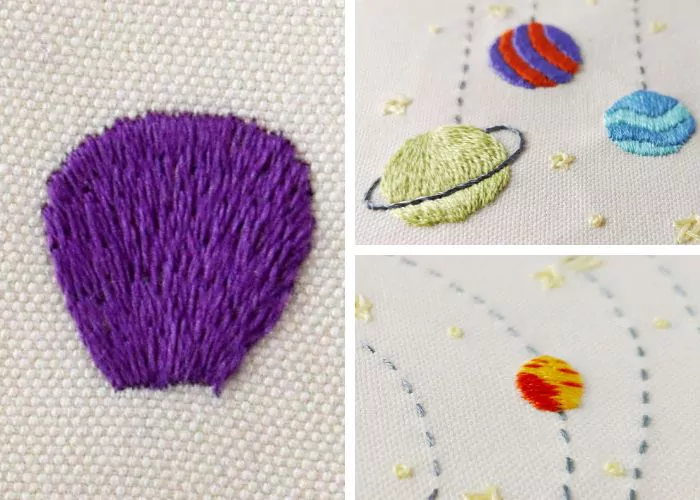 Examples of Long and Short stitch filling