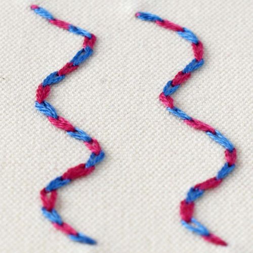 Magic stitch embroidery pink and blue