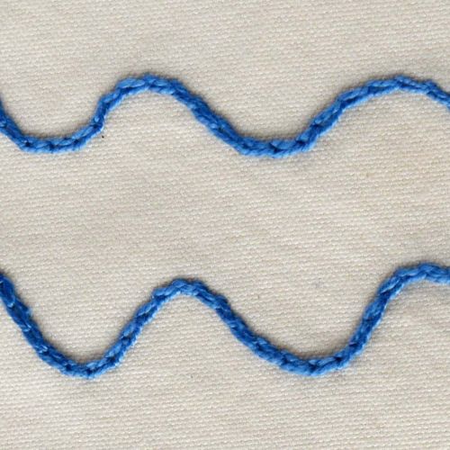Reverse Chain stitch with blue Pearl cotton