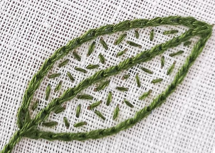 Seed stitch filling - botanical embroidery