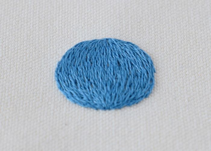 Sphere round shape filled with long and short stitch