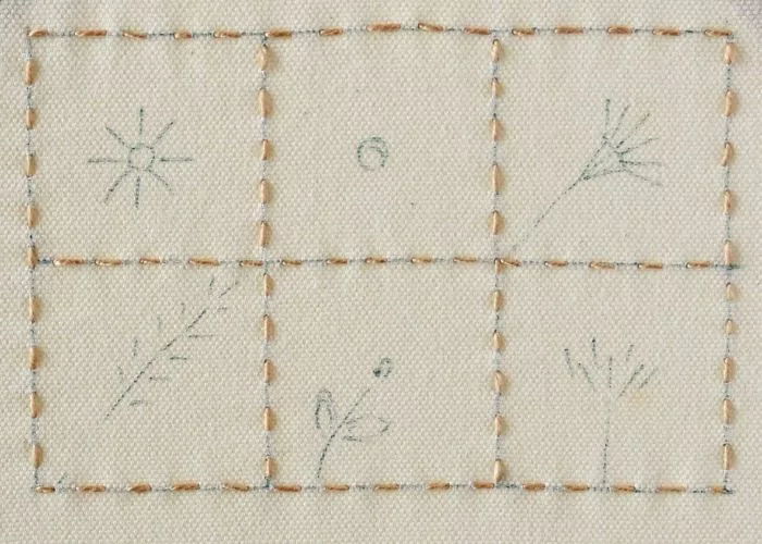 sampler of Six bullion stitch flowers