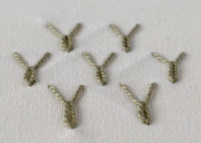 Bulls head stitch embroidery with green pearl cotton