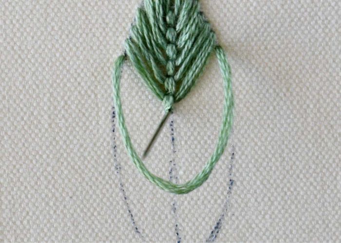 Closed Fly Stitch embroidery step 2