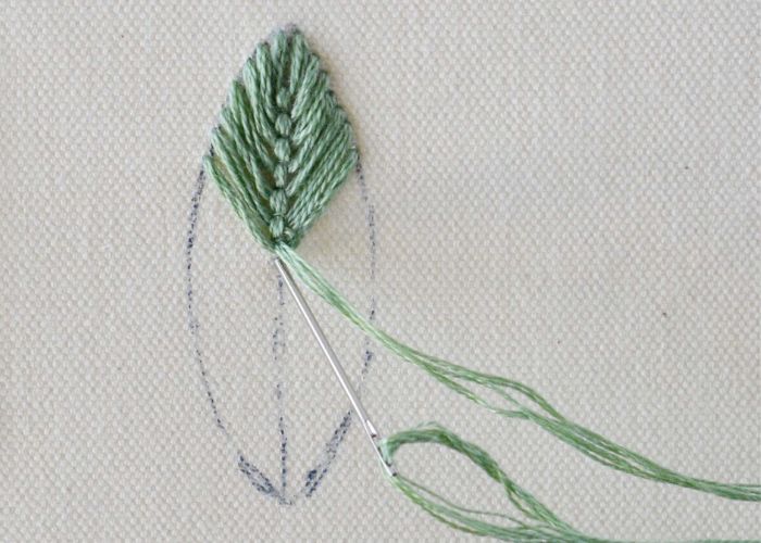 Closed Fly Stitch embroidery step 3