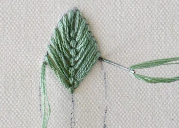 Closed Fly Stitch embroidery step 4