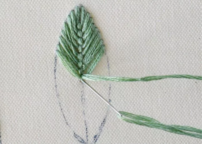 Closed Fly Stitch embroidery step 5