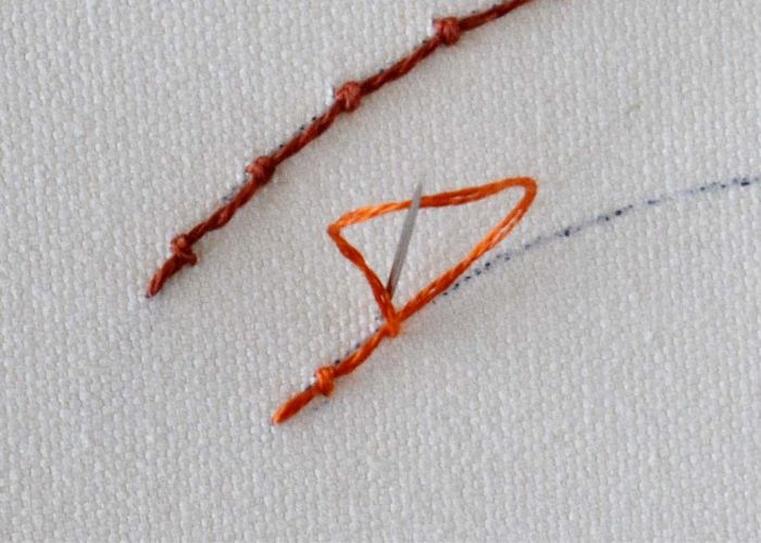 Coral stitch embroidery step 4