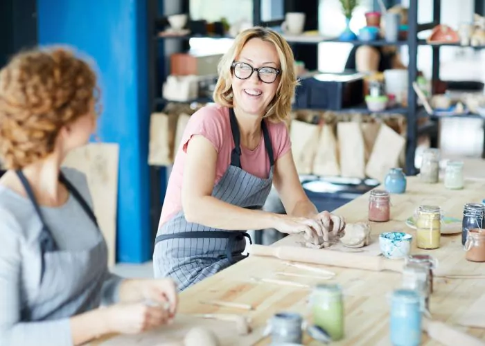 Two women in a craft workshop