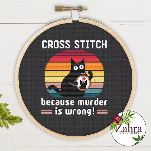 Cross stitch pattern “Because Murder is Wrong!” on Etsy