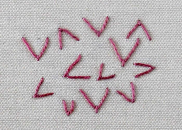 Fly Stitch embroidery front side