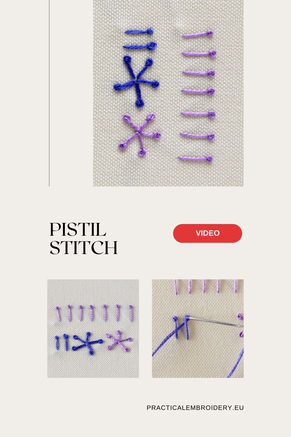 Pistil Stitch hand embroidery video tutorial