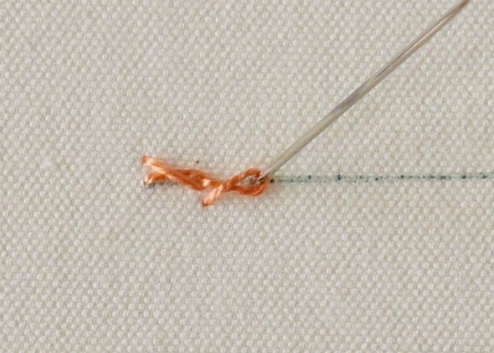 Alternating Twisted Chain stitch embroidery Step2