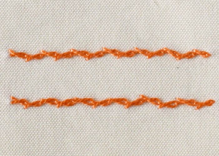 Alternating Twisted Chain stitch embroidery