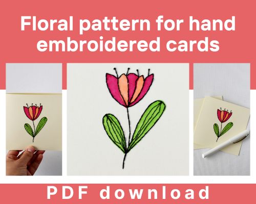Floral pattern for hand embroidered cards