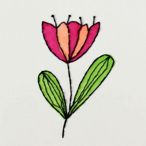 Flower embroidery on paper