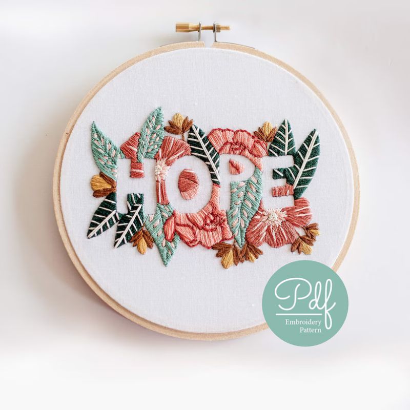 HOPE - Embroidery pattern by Brynn and Co on Etsy