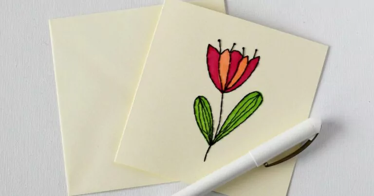 Hand embroidered cards with Floral Embroidery