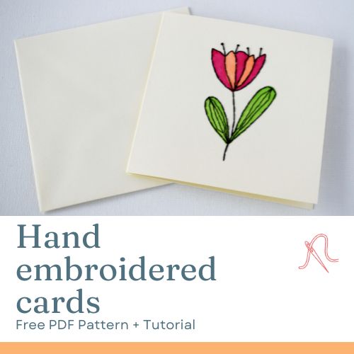 Hand embroidered cards with flower tutorial