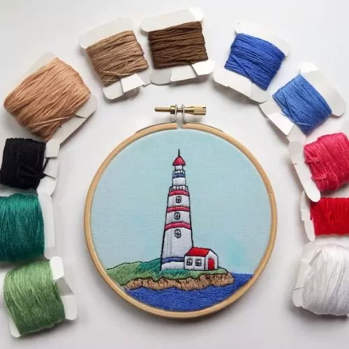 Lighthouse hand embroidery pattern designed by Faimyxstitch on Etsy