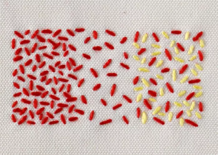 Rice stitch embroidery for filling
