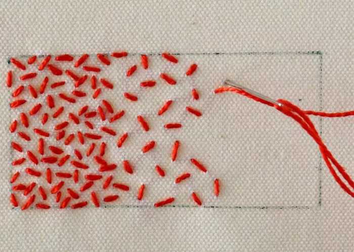 Rice stitch step 4