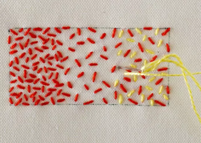 Seed stitch embroidery process