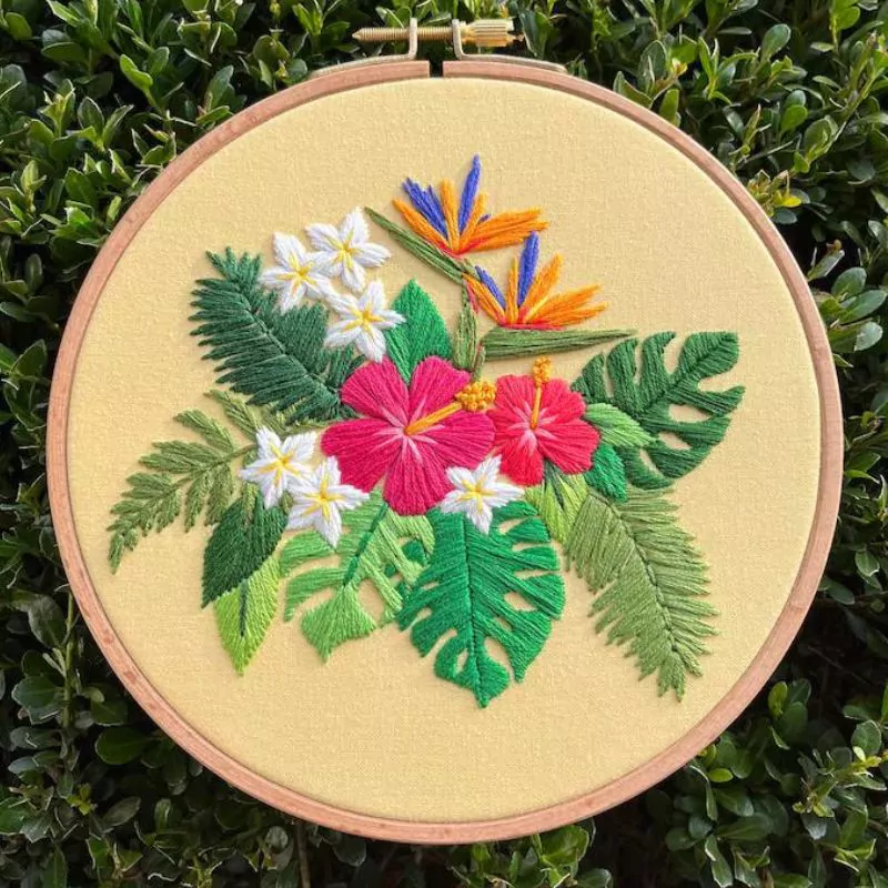 Tropical Bouquet - advanced embroidery PDF pattern By Beks Stitches