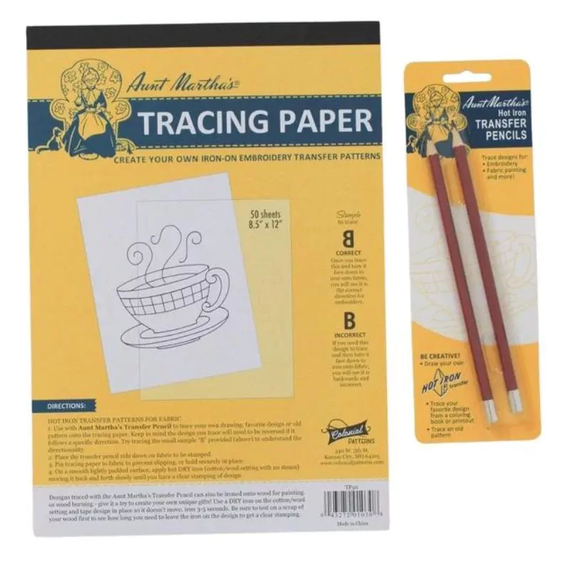 Hot iron tracing paper and 2 transfer pencils on Etsy