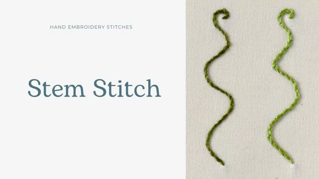 Stem stitch embroidery;stem embroidery stitch tutorial image; stem stitch embroidery tutorial image; how to do the stem stitch; how to embroider stem stitch; learn stem stitch; stem stitch tutorial