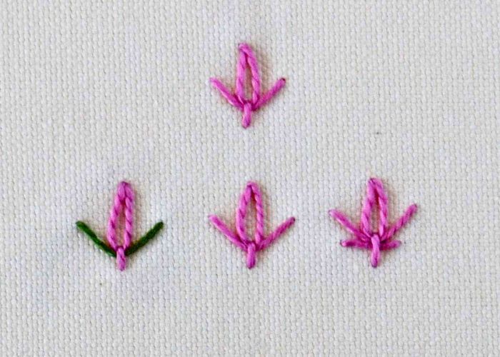 Tulip Stitch embroidery with double slip stitch and in two colors