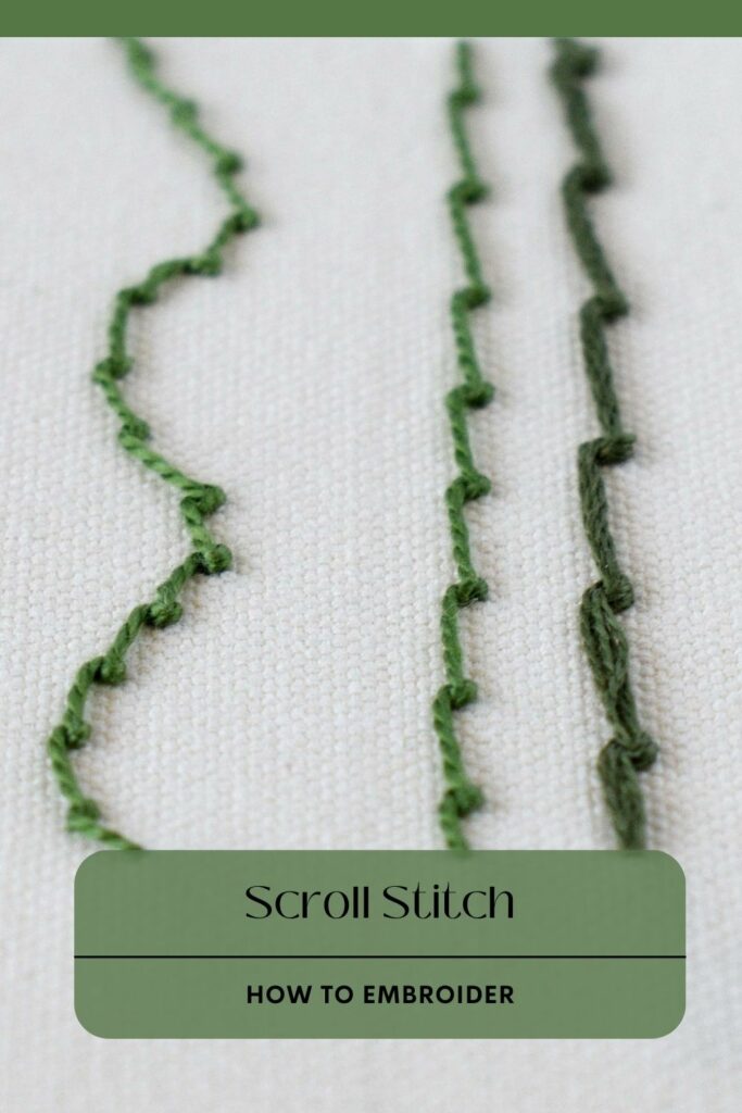 Scroll stitch hand embrodiery tutorial PIN image