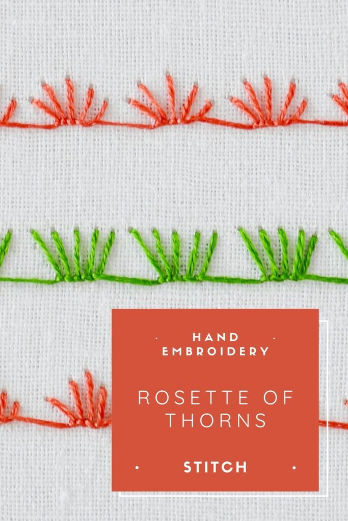 Rosette of Thorns hand embroidery tutorial PIN image