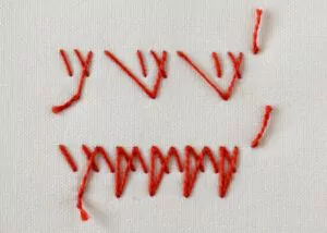 Anklet stitch embroidery rear side