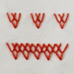 Anklet stitch embroidery with red thread small image