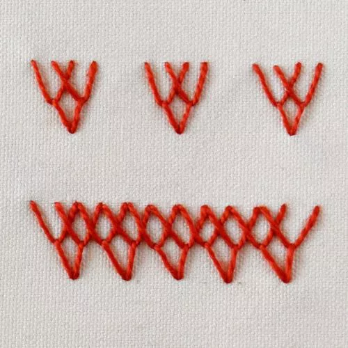 Anklet stitch embroidery with red thread small image