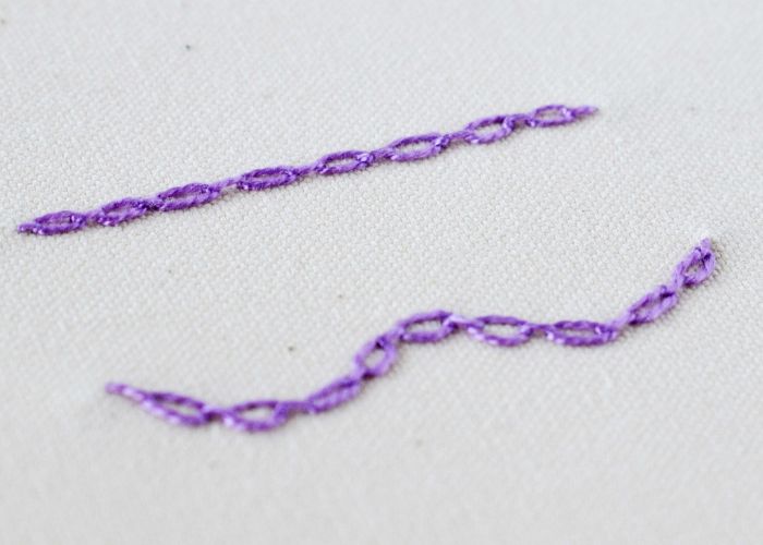 Cable Chain Stitch Embroidery with pearl cotton thread