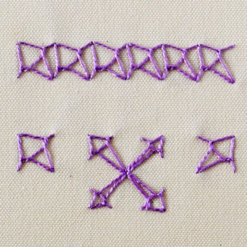 Eastern Stitch embroidery with purple pearl cotton small image