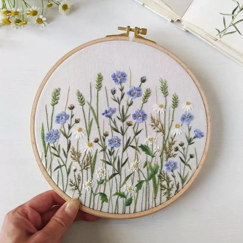 Flax Meadow - patrón de bordado pdf + video tutorial de Amity Floral Embroider en Etsy