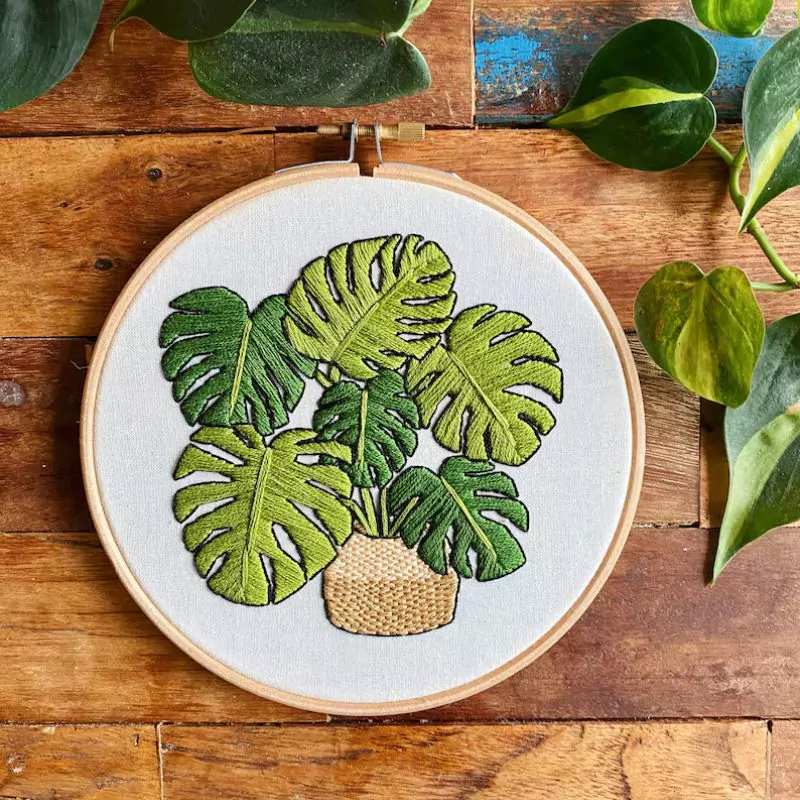 Monstera houseplant - embroidery pattern by Junglembroidery on Etsy