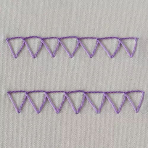 Overlock stitch embroidery with purple thread small image