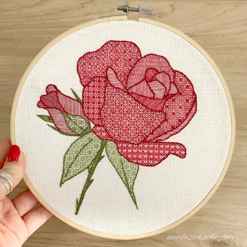 Red Rose Embroidery PDF Pattern on Etsy