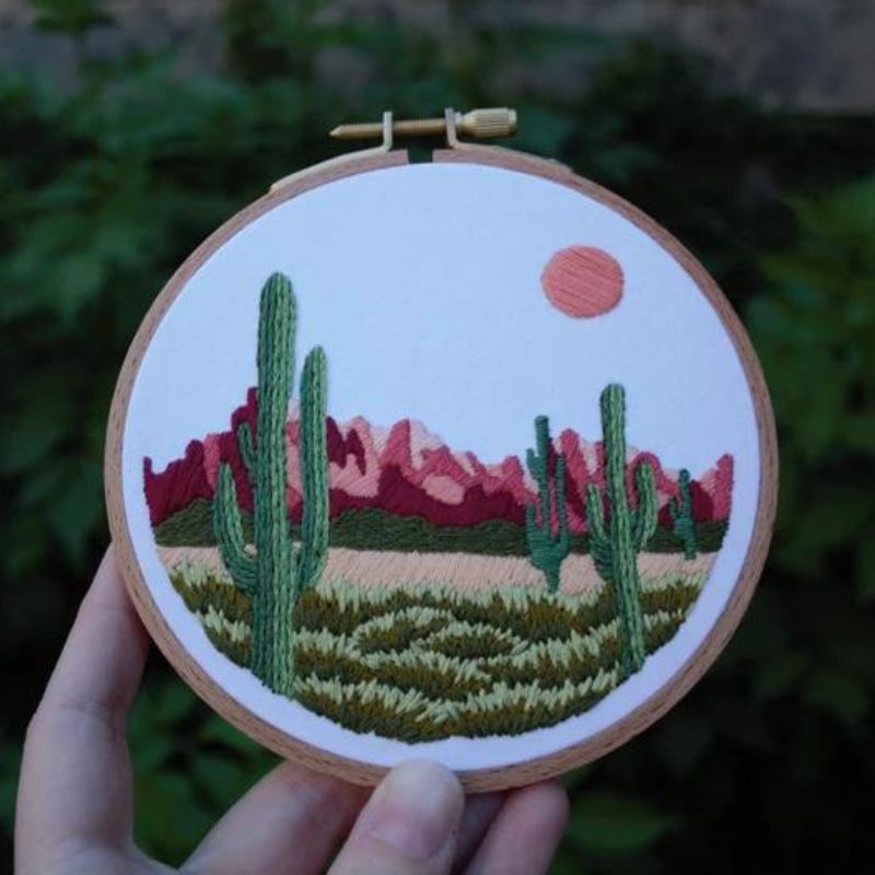 Saguaro Sunset - embroidery pattern PDF by FeroniaEmbroidery on Etsy