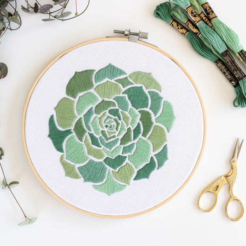 Satin Succulent - handstickanleitung von Sugarbird Embroidery auf Etsy