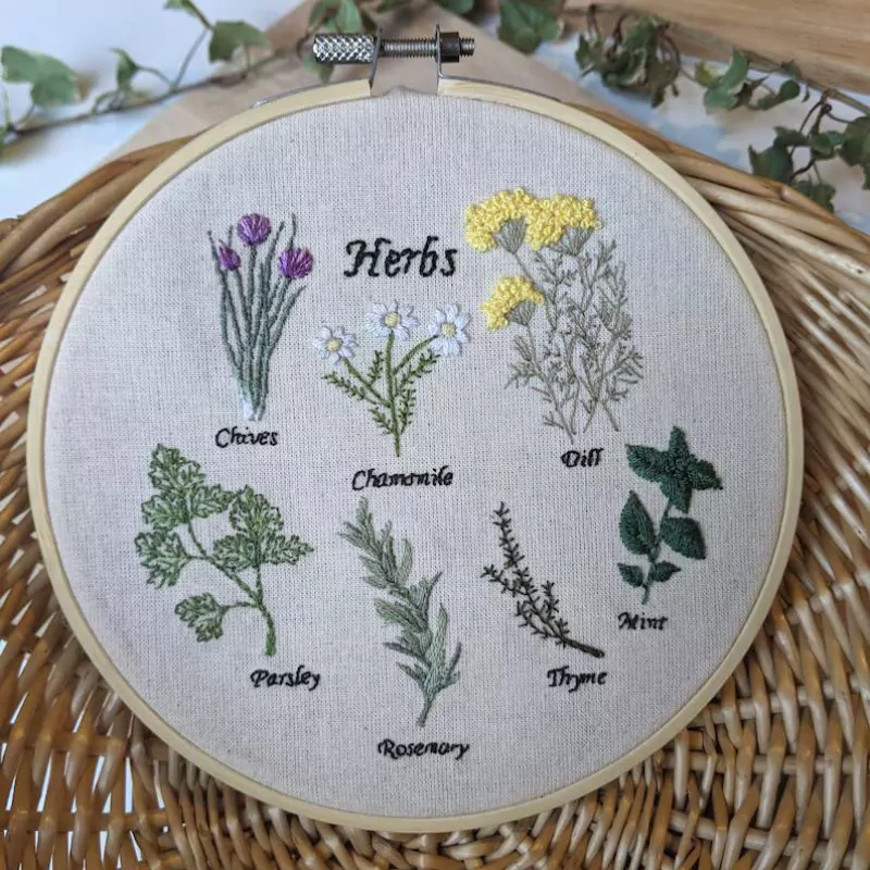 Seven Herbs - PDF hand embroidery pattern by BeesandbobbinsArt on Etsy