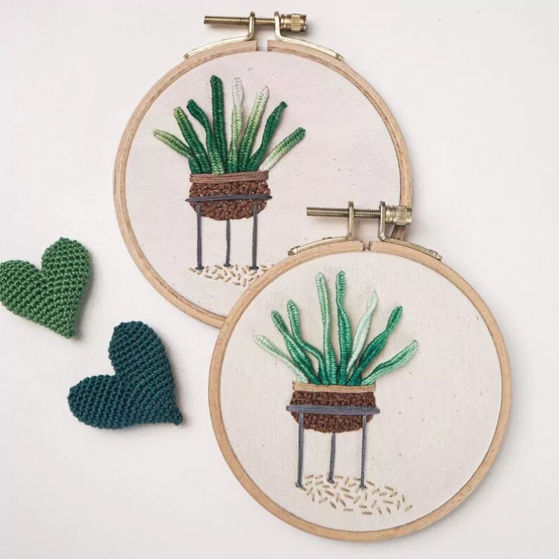 Succulent in a Pot - embroidery pattern by WhyKnotStitches on Etsy