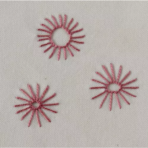 Sun Wheel Stitch embroidery with pearl cotton small image