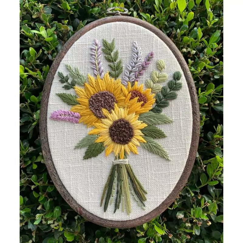 Sunflower Bouquet - intermediate-advanced embroidery pattern Beks Stitches on Etsy